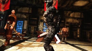 Sexy Khajiit slave girl pleasures her Master with a monster cock!