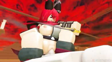 Rebecca takes control of the Roblox world, making her avatar dominate all the other users in a compilation of intense hentai scenes