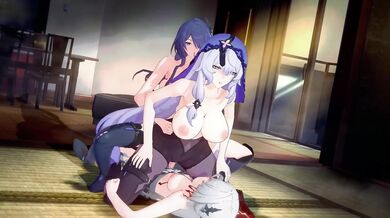 The sharingan eyes of Black Swan and Acheron unite in a hentai PORN video