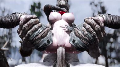 The Redhead Warrior Whore gets ravished by Giants monstrous cock, stretching her tiny body to its limits