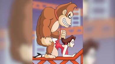 Donkey Kong pummels Pauline [gasping and moaning sounds]