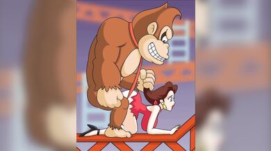 Donkey Kong pummels Pauline [gasping and moaning sounds]