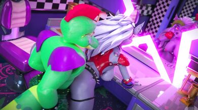 Roxanne gets pounded by Monty in doggy style while her wolf pup watches eagerly