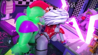 Roxanne gets pounded by Monty in doggy style while her wolf pup watches eagerly