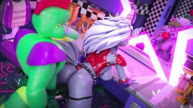 Roxanne gets pounded by Monty in doggy style while her wolf pup watches eagerly