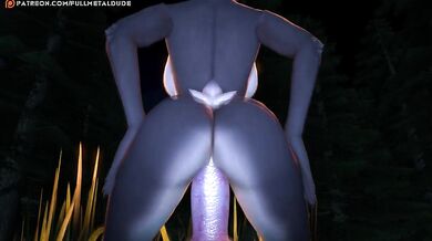 Busty Werewolf Babe Gets Down and Dirty with Her Pack