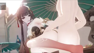 Asian Goddess Lingsha Gets Double Penetrated by Two Men!