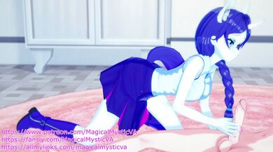 Rarity notices that you’re hard, so she gives you a hand… and a mouth