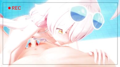 Watch the swimming pool party heats up as Hoshino (in a sexy swimsuit) dives into the water and starts splashing around