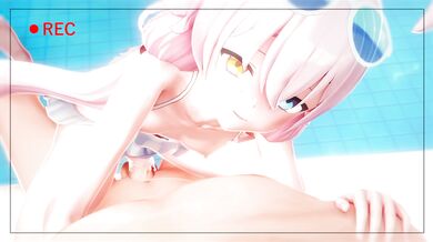 Watch the swimming pool party heats up as Hoshino (in a sexy swimsuit) dives into the water and starts splashing around