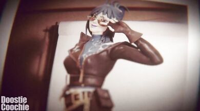 The model left her clothes on during the shootout