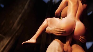 Red-haired beautiful baby warrior fucks by the fireplace with a Nordic Dragonborn while enjoying some Nordic pornography