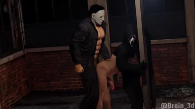 Bloodthirsty GhostFace X Myers Brein Bound in Bondage - Cumming for More