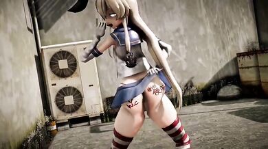 Shimakaze is eager to have public sex in R18 areas with Taka84