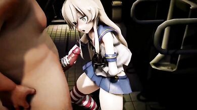 Shimakaze is eager to have public sex in R18 areas with Taka84