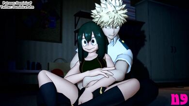 Katsuki Bakugo and Tsuyu Asui are for*ced to perform in a hentai PORN video with Dominica 9