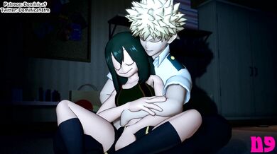 Katsuki Bakugo and Tsuyu Asui are for*ced to perform in a hentai PORN video with Dominica 9