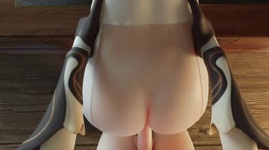 Seductive Secretary Barbara Bends Over the Desk from a POV Perspective, Guided by Heihei the Panda