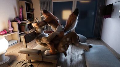 A seductive vixen and a majestic deer engage in some hot, wild sex in the woods