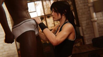 Lara gets worked out by her personal trainer
