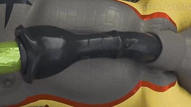 A woman devours her lovers massive cock in a twisted act of cock vore