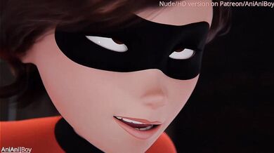 Mr Incredibles wife, Elastigirl, gives herself an anal self service