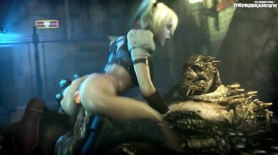 Harley Quinn rides a massive cock as she gets fired up in the Firebrands clubhouse!