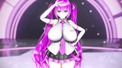 Miku Hatsune, Virtual Vocaloid with Enormous Breasts, Strips and Dances to the Seductive Beat of Bibbidiba Song in a MMD 3D Hentai Video