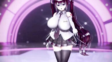 Miku Hatsune, Virtual Vocaloid with Enormous Breasts, Strips and Dances to the Seductive Beat of Bibbidiba Song in a MMD 3D Hentai Video