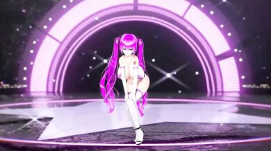 Miku Hatsune, Virtual Vocaloid with Enormous Breasts, Strips and Dances to the Seductive Beat of Bibbidiba Song in a MMD 3D Hentai Video