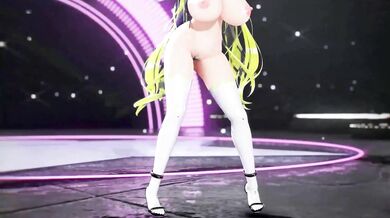 Miku Hatsune, Virtual Vocaloid with Enormous Breasts, Strips and Dances to the Seductive Beat of Bibbidiba Song in a MMD 3D Hentai Video