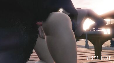 Tina, the hot blonde escort in Los Santos, gets fucked from behind while she sucks on a dick and moans like a pornstar