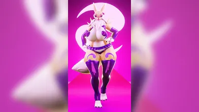 Watch the sexy demoness Renamon as she takes a stroll through the forest and gets wildly aroused in the process