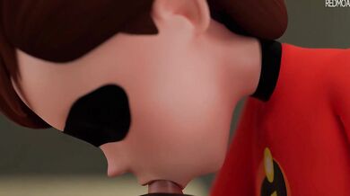 Incredible Busty Superheroine Helena Parr Takes a Monster Cock in her Mouth!