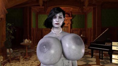 A lady with a huge D-cup breast models for an exclusive show, featuring her unique assets in every pose and movement