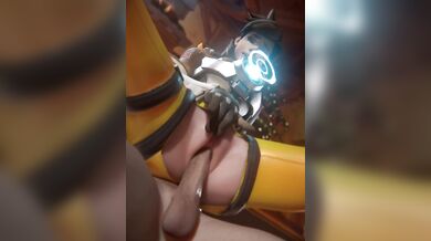 Watch this hot hentai video of Tracer riding a massive dildo as she gets double penetrated by two huge cocks!