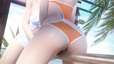 The sexy adventurers Tracer and Dva hit the beach in their swanky pod for some fun in the sun Their bikinis are about to get wet!