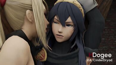Samus and Lucina engage in a BDSM scene with Hdogee directing the action