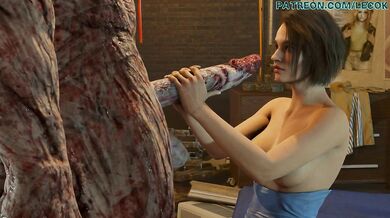 A lovely lady with a heart-shaped ass, spreads her legs and gets sprayed by the Valentines Day love juice