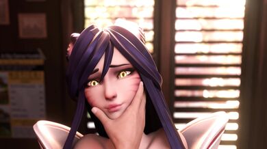 Watch as Ahri and KDA from League of Legends engage in a passionate, clothed love-making session in 4K resolution