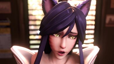 Watch as Ahri and KDA from League of Legends engage in a passionate, clothed love-making session in 4K resolution