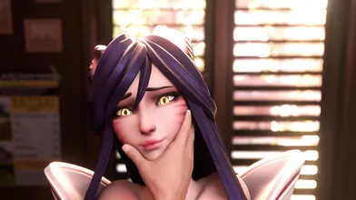 Watch as Ahri and KDA from League of Legends engage in a passionate, clothed love-making session in 4K resolution