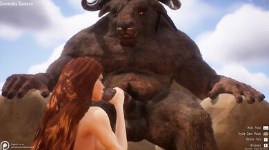 Watch as this gorgeous redhead takes a giant Buffalo cock down her throat and sucks it like a pro!