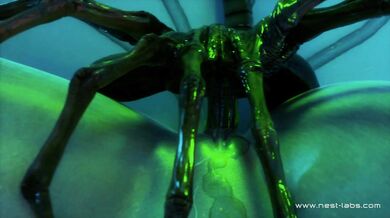 Rebecca Black fucked by a giant face-sucking slug in the ass while being held down on a futuristic space ship!