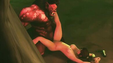 Fellatio Fury: Lara Croft Gets Screwed by an Orc