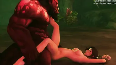 Fellatio Fury: Lara Croft Gets Screwed by an Orc