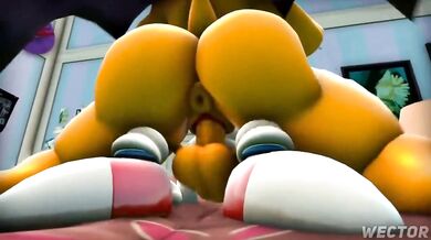 Sexy Cat Girl in Love with Sonic the Hedgehog - Rouge Riding Tails with Sound [Wector]