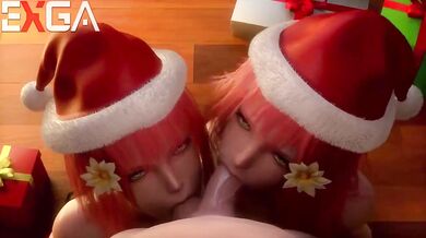 Christmas Blowjob with Devola and Popola - Exgay Hentai Special