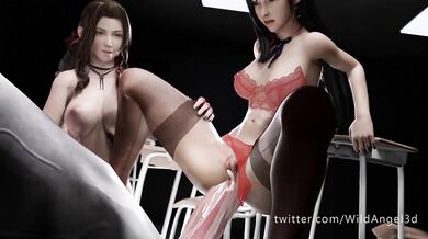 Final Fantasy Hentai Adventures of Aerith Gainsborough with Tifa Lockhart and a Giant Cock!