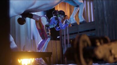 Watch Dva saddle up and ride the horse (the bartender) in this hentai porn video!
